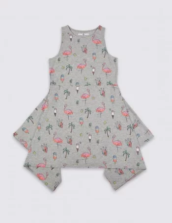 Платье "Фламинго" без рукавов ассиметричное для девочки 3-14 лет