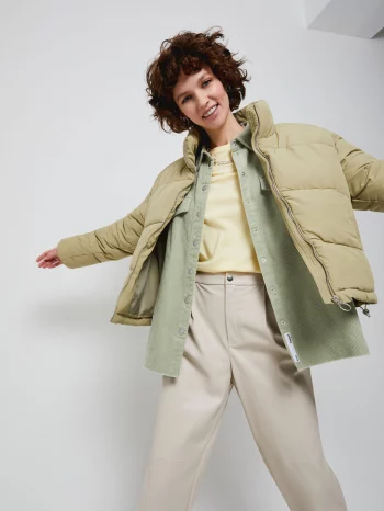 Короткая куртка с воротником (зеленый, L)(Короткая куртка с воротником)