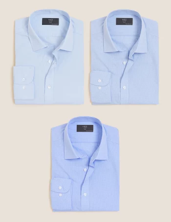 Комплект узких мужских рубашек с отделкой Easy Iron (3 шт)(Комплект узких мужских рубашек с отделкой Easy Iron (3 шт))