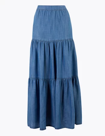 Многоуровневая плиссированная юбка-макси из ткани Tencel™(Многоуровневая плиссированная юбка-макси из ткани Tencel™)