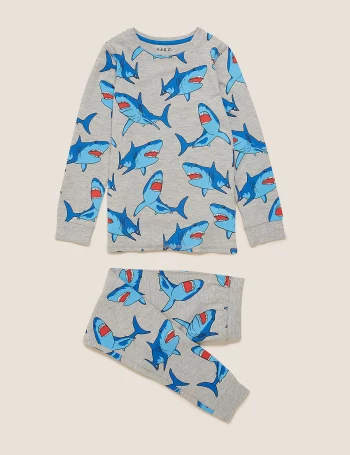 Хлопковый пижамный комплект с изображением акул(Хлопковый пижамный комплект с изображением акул)