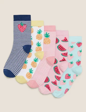 Хлопковые носки с изображением фруктов (5 пар)(Хлопковые носки с изображением фруктов (5 пар))